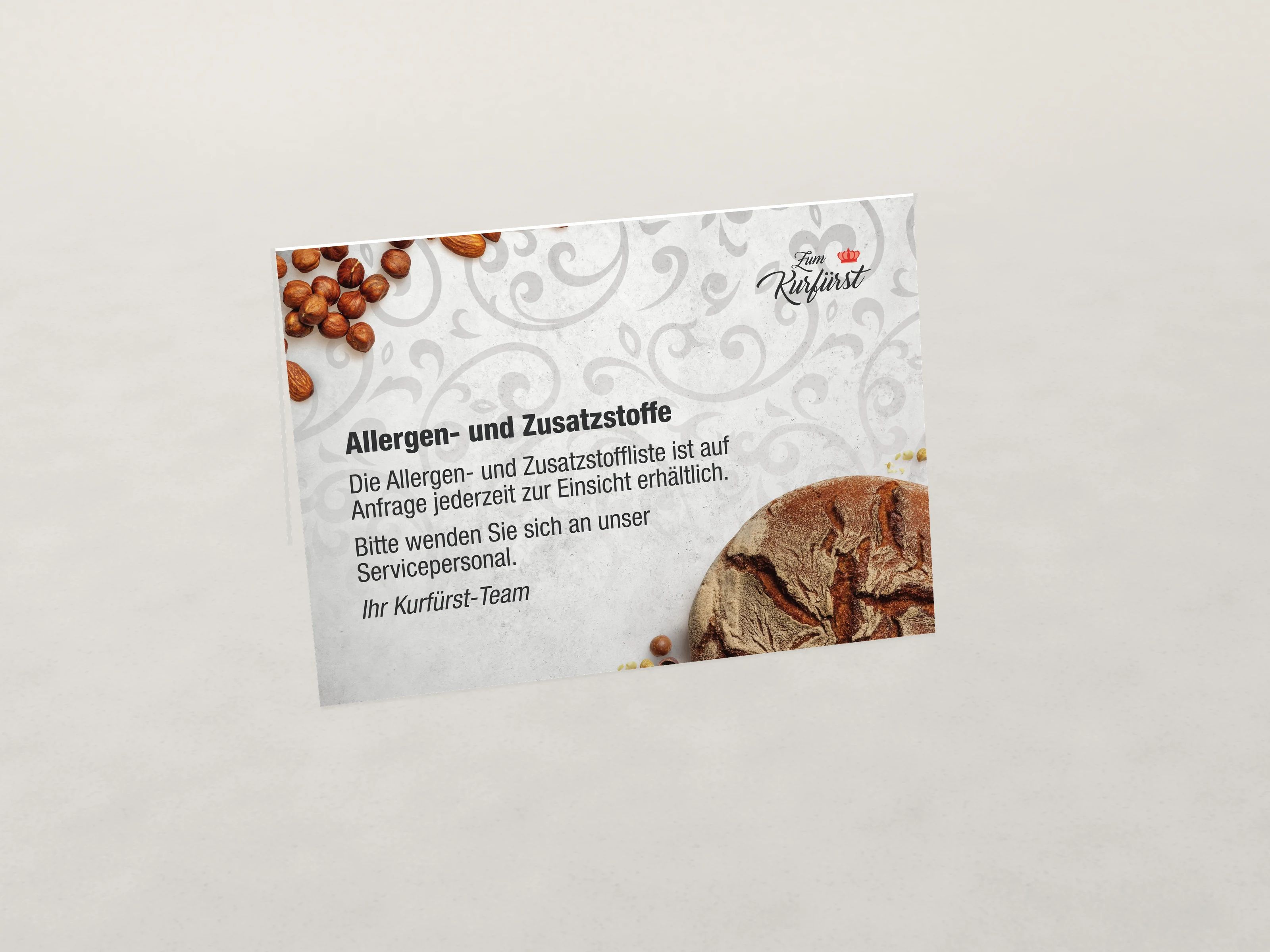 Schild mit Allergenhinweis