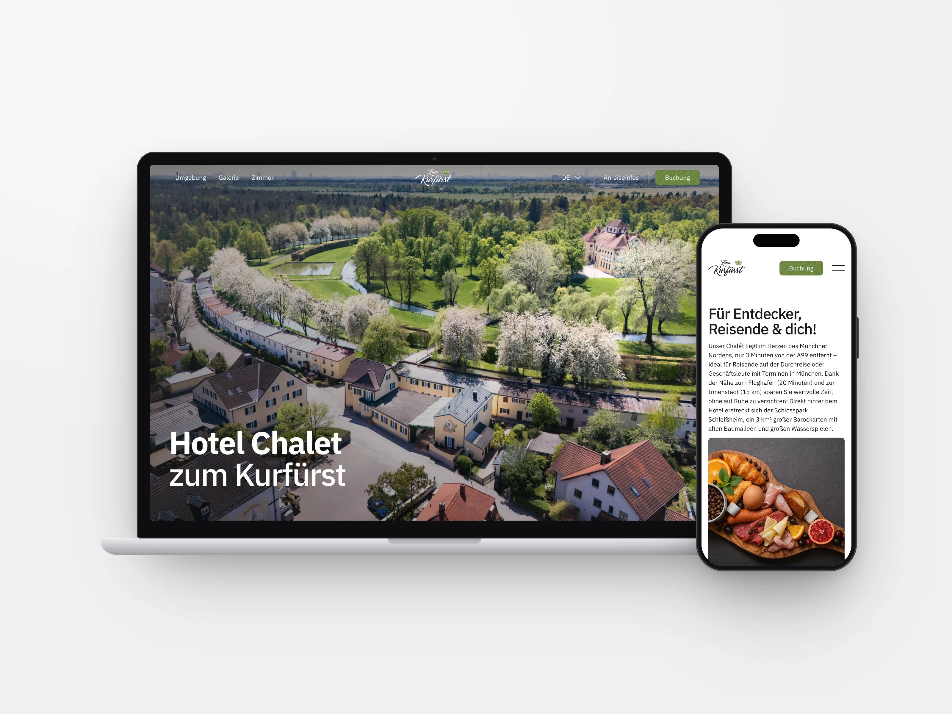 Webseite eines Chalets auf Laptop und Smartphone