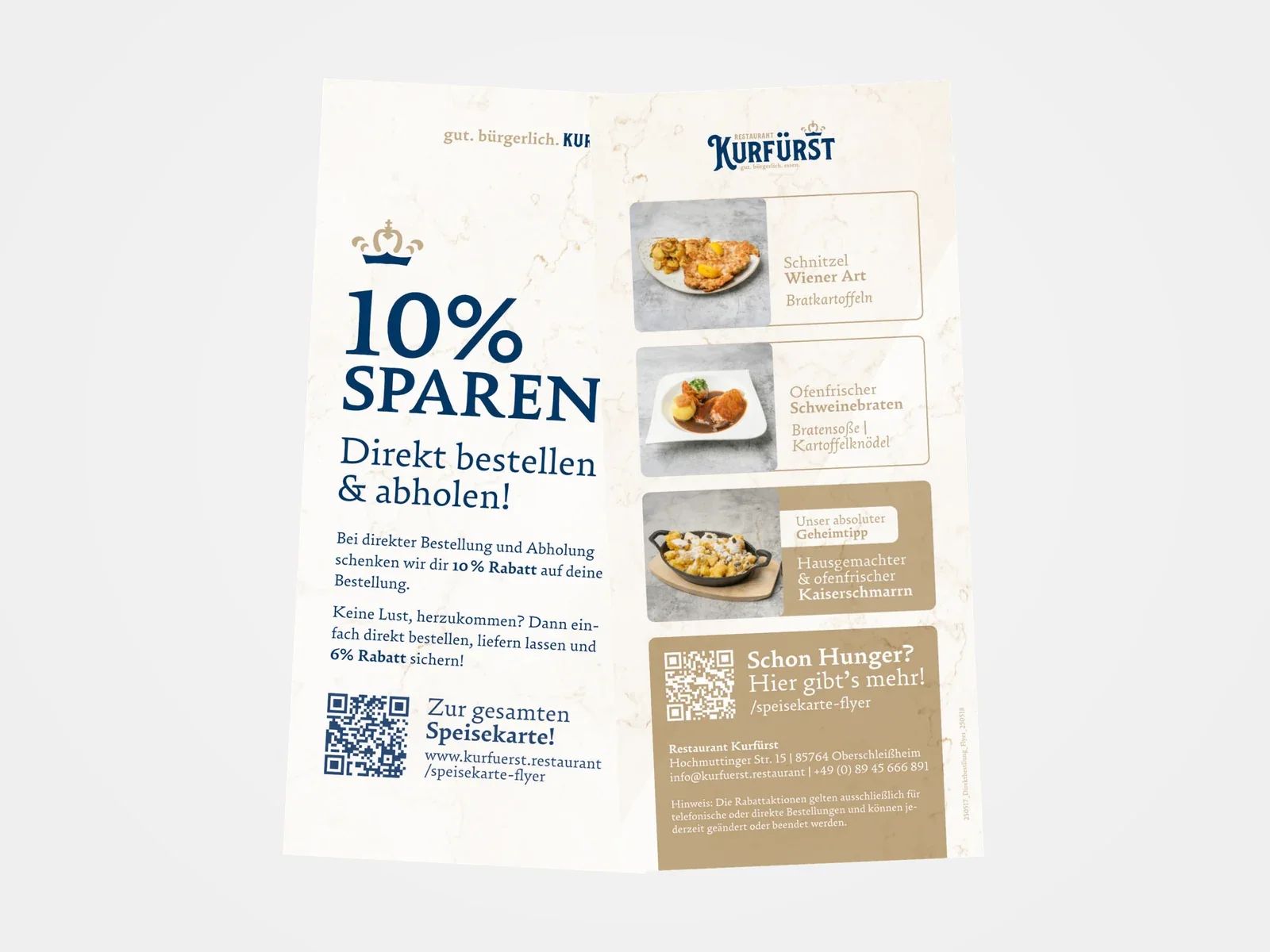 Vorder- und Rückseite eines Flyers im Format DIN lang