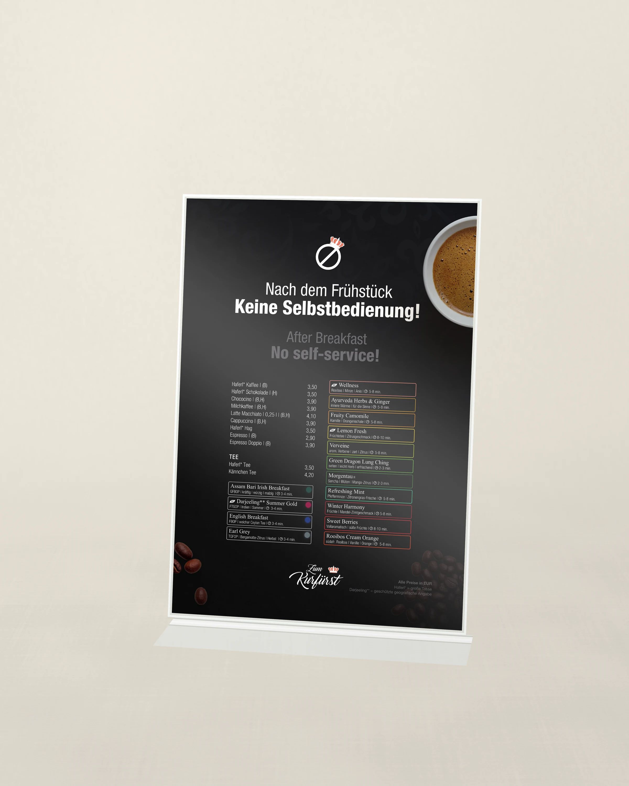 Schild für den Frühstücksraum