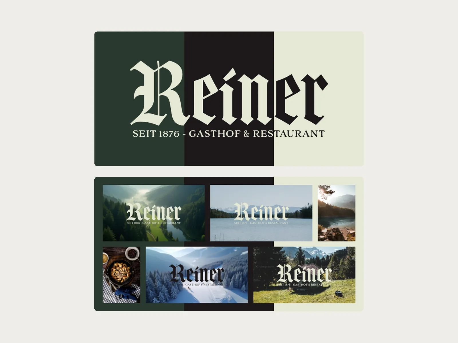 Markenpräsentation eines Gasthofs: Logo und Varianten auf Bildmotiven