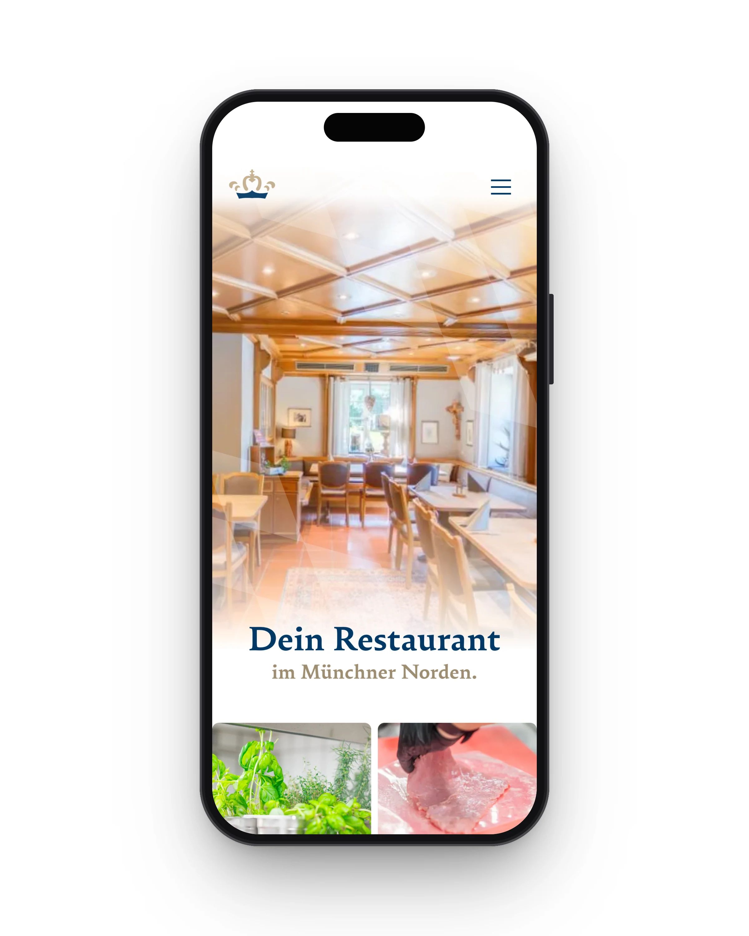 Webseite eines Restaurants im Münchner Norden auf dem Smartphone