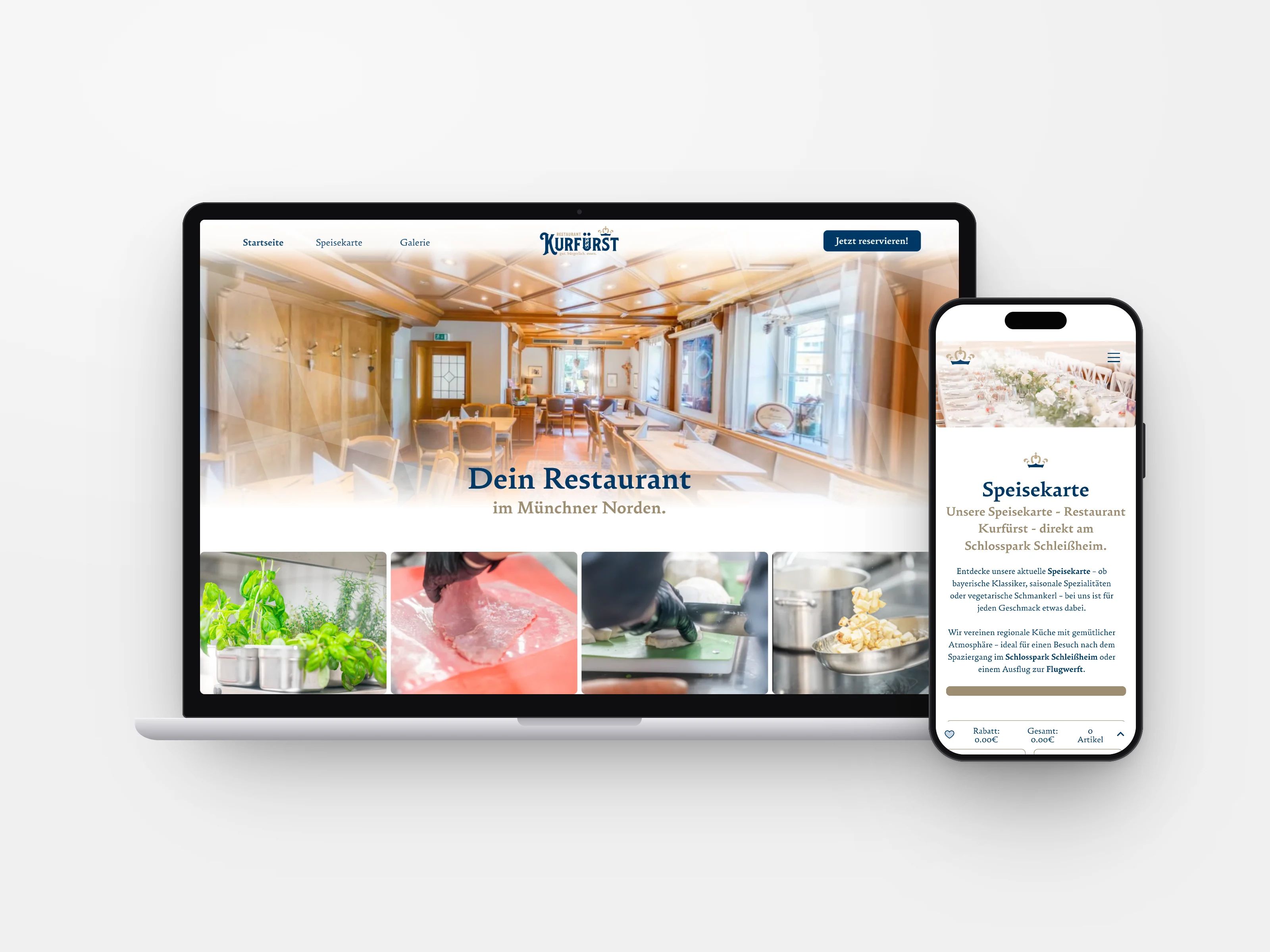 Webseite eines Restaurants auf Laptop und Smartphone