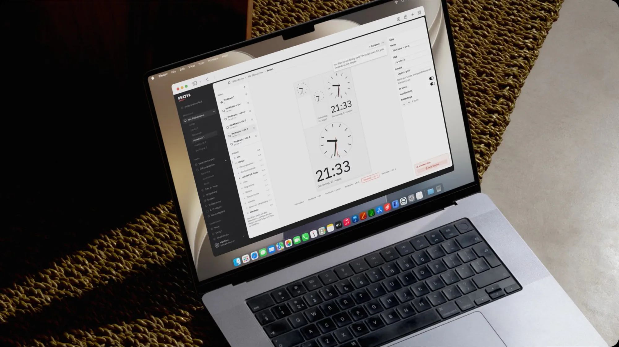 Editor für Inhalte auf Bildschirmen, auf einem Laptop