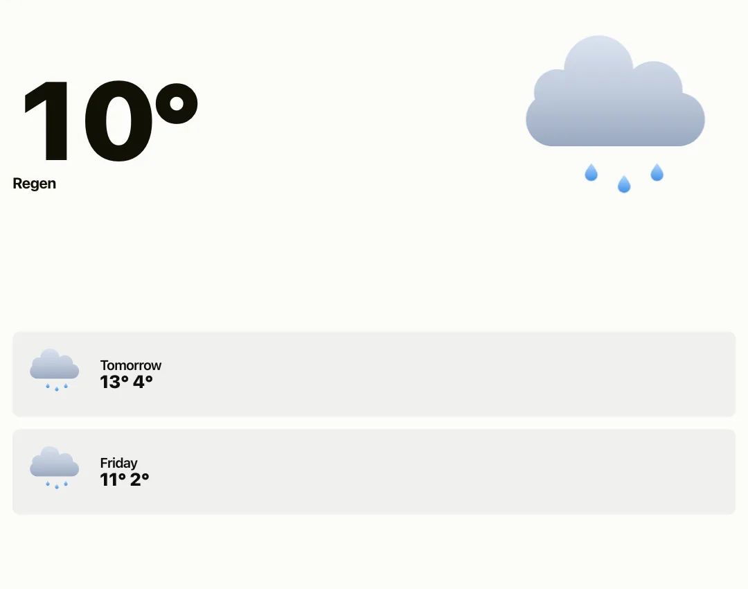Wetter mit Vorhersage auf einem Bildschirm im Querformat