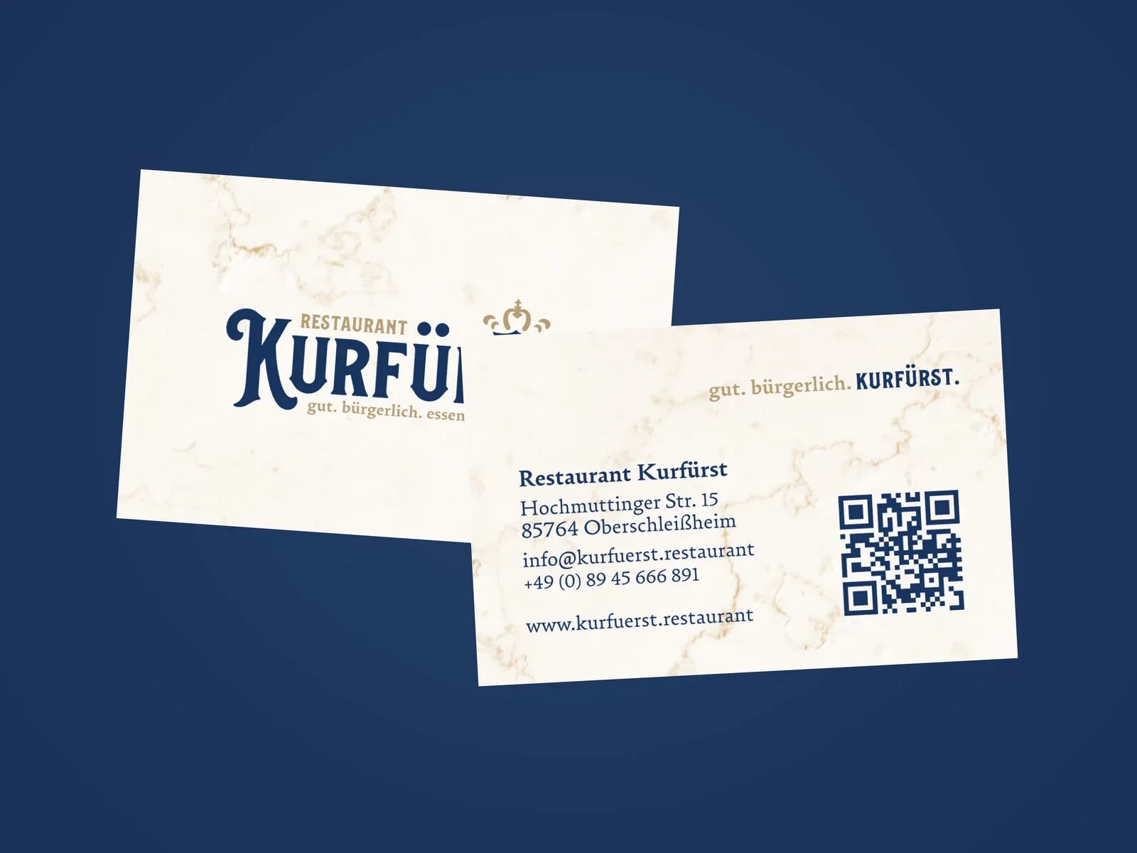 Vorder- und Rückseite einer Visitenkarte mit Marmormuster