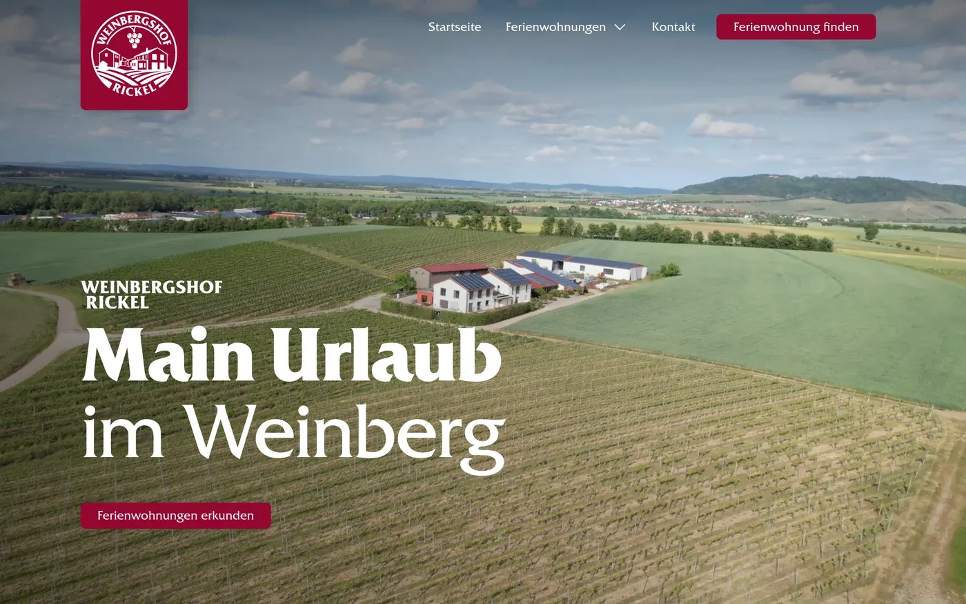 Startseite einer Webseite am Bildschirm